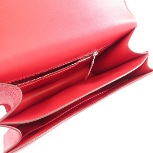 HERMES PHW Constance 24 Shoulder Bag Veau Epsom Leather Rouge Casaque Red