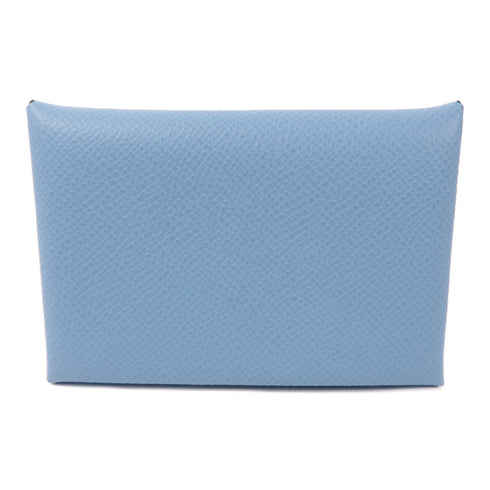 HERMES Calvi Card Case Epsom Leather 7N Celeste