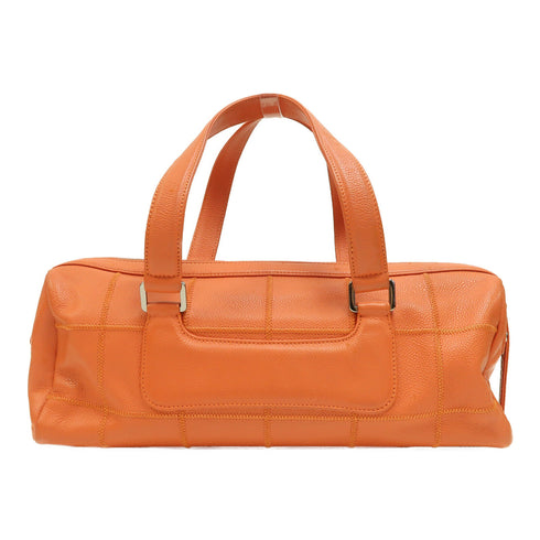 CHANEL CC SHW Boston Bag Handbag Caviar Leather Orange