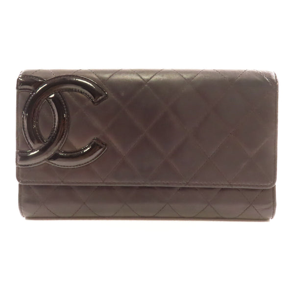 CHANEL Quilted CC SHW Cambon Long Wallet Calfskin Leather Black