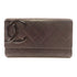 CHANEL Quilted CC SHW Cambon Long Wallet Calfskin Leather Black