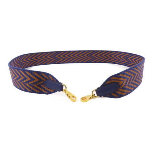 HERMES GHW Shoulder Strap Canvas Leather Blue Brown