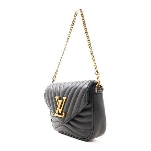 LOUIS VUITTON LV GHW New Wave 2 Way Bag M56461 Calfskin Leather Black v1