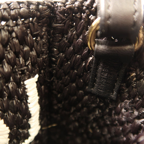 LOEWE GHW Tote Bag 2way Shoulder Hand Bag Raffia A563S30X09 Black