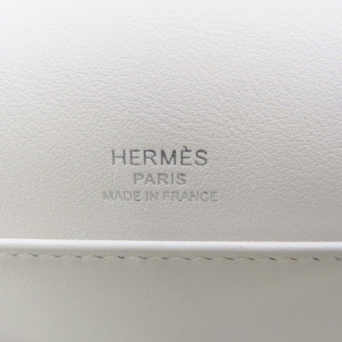 HERMES PHW Mini Roulis Shoulder Bag Evercolor Leather Blanc White