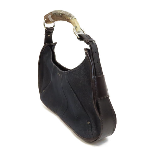 YVES SAINT LAURENT YSL SHW Shoulder Bag Denim Navy Blue