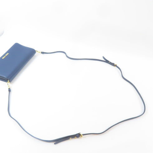 Miu Miu GHW Shoulder Crossbody Bag Calfskin Leather Navy Blue