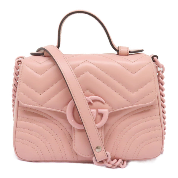 GUCCI GG GG Marmont 2 Way Chain Shoulder Bag 702563 Calfskin Leather Pink