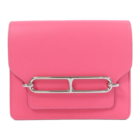 HERMES PHW Roulis Slim Wallet Evercolor Leather Rose Azalee Pink