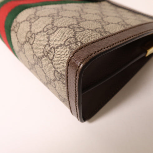 GUCCI GG GHW GG Supreme Ophidia Chain Shoulder Bag Coated Canvas Brown