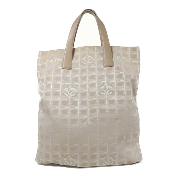 CHANEL CC New Travel Line Tote Bag Handbag Nylon Beige