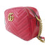 GUCCI GG GHW GG Marmont Small Shoulder Bag 447632 Calfskin Leather Red