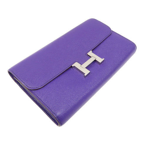 HERMES PHW Constance Long Wallet Epsom Leather Ultraviolet