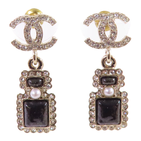 CHANEL CC GHW CC Earrings C21/K Metal Rhinestone PVC