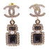 CHANEL CC GHW CC Earrings C21/K Metal Rhinestone PVC