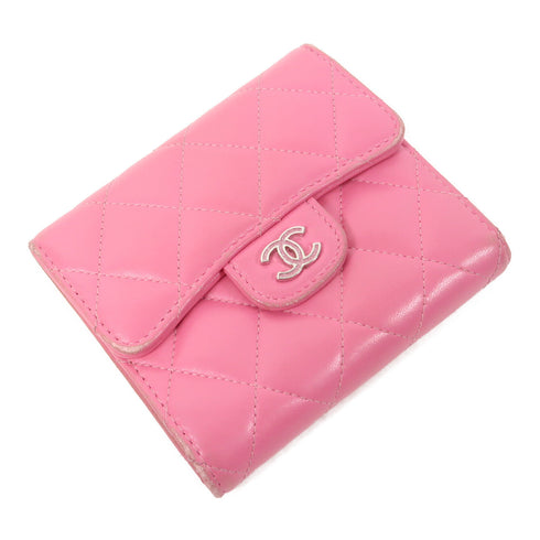 CHANEL CC SHW Wallet Quilted Lambskin Leather Pink