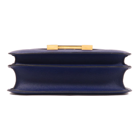 HERMES GHW Constance 24 Shoulder Bag Epsom Leather Blue