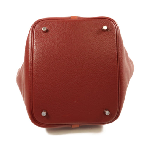 HERMES PHW Picotin MM Tote Bag Taurillon Clemence Leather Stamp R Rouge/Red