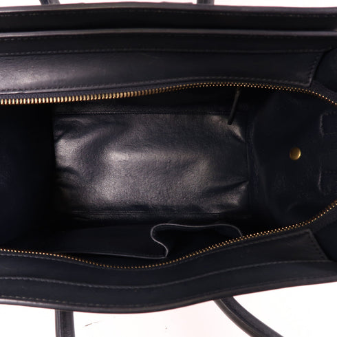 CELINE GHW Mini Luggage Handbag 165213HSC Calfskin Leather Black