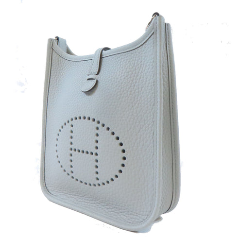 HERMES PHW Evelyne TPM Shoulder Crossbody Bag Clemence Leather Bleu Pale Blue