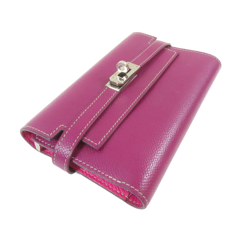 HERMES PHW Kelly Wallet Compact Wallet Veau Epsom Tosca Purple
