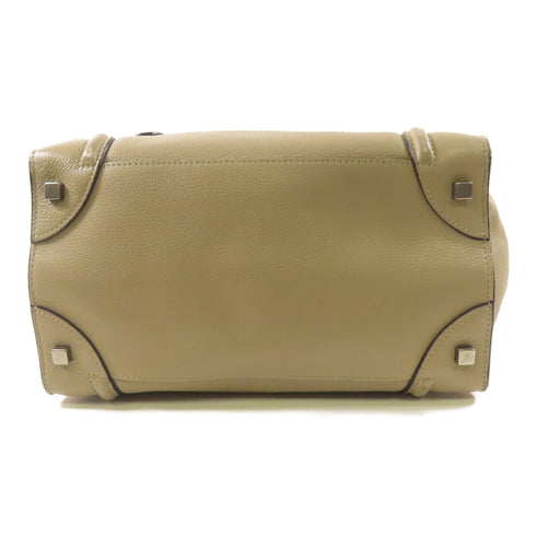 CELINE Luggage Handbag Calfskin Leather Beige