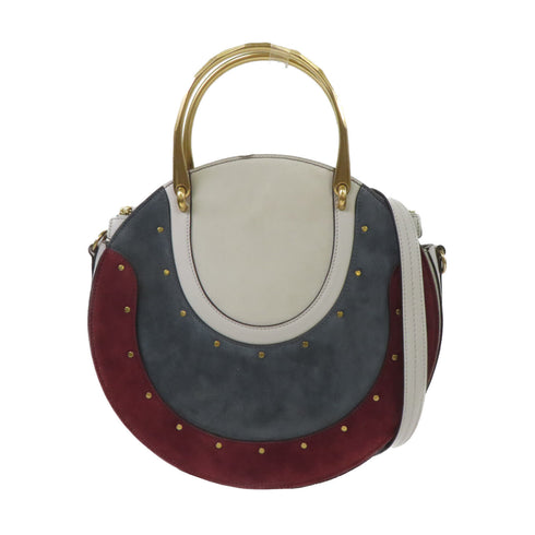 Chloe GHW 2 Way Shoulder Bag Handbag Calfskin Leather Grey/Blue/Red