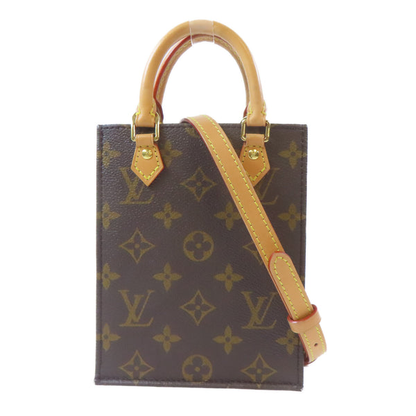 LOUIS VUITTON LV GHW Petit Sac Plat 2 Way Shoulder Handbag M81295 Monogram Brown