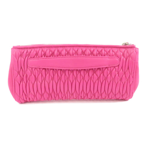 Miu Miu GHW Clutch Second Bag 5N1455 Lambskin Leather Pink