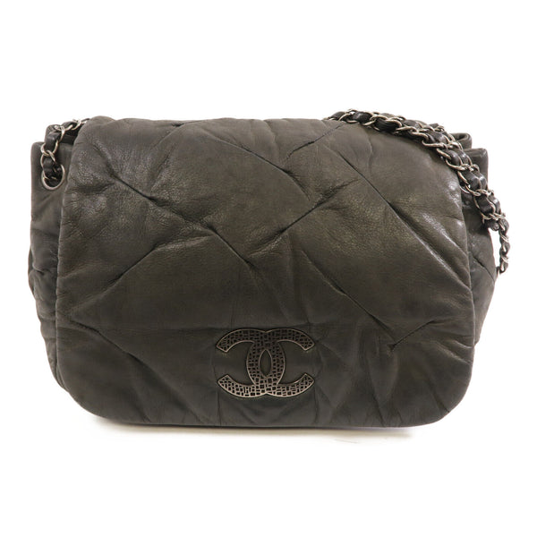 CHANEL CC SHW Chain Shoulder Bag Calfskin Leather Grey v2