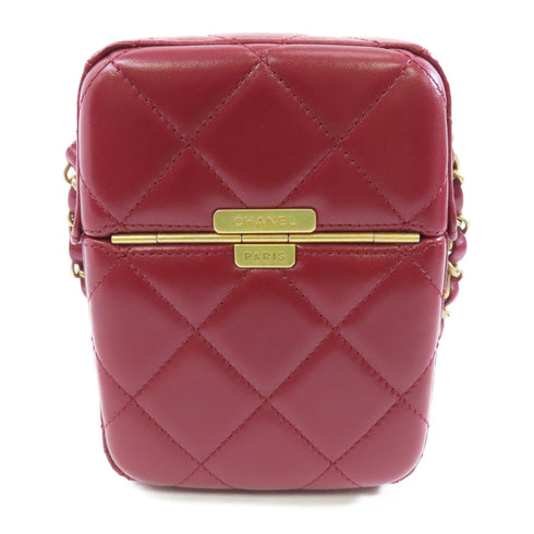 CHANEL Quilted CC GHW Chain Shoulder Bag AS2635B Lambskin Leather Red