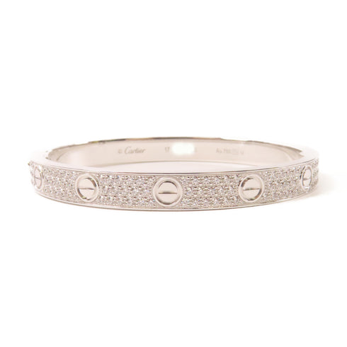 CARTIER Love Bracelet Bangle Diamond Cartier #17 18K White Gold