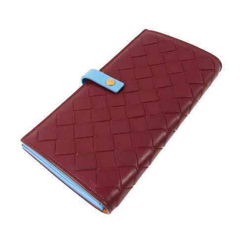 BOTTEGA VENETA BV GHW Wallet Long Calfskin Leather Red/Blue