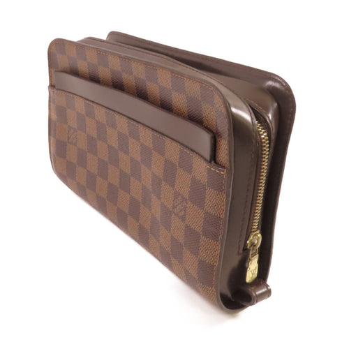 LOUIS VUITTON LV GHW Saint Louis Clutch Bag Pouch N51993 Damier Ebene Brown v1