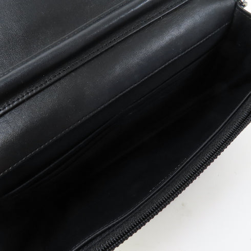 CHANEL Quilted CC SHW 2.55 WOC Wallet On Chain Shoulder Bag Canvas Black