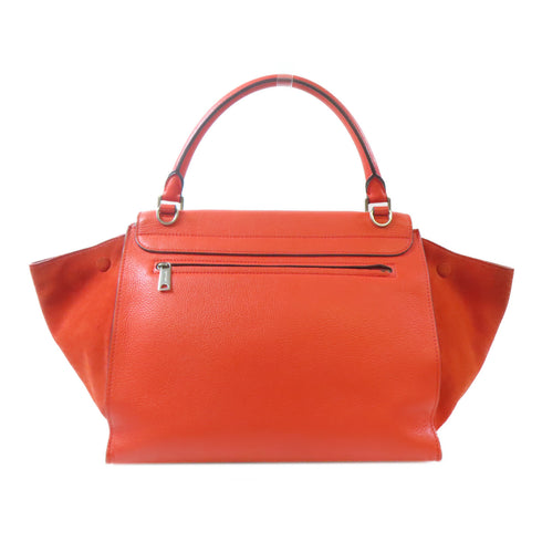 CELINE SHW Trapeze Tote Bag 2 Way Shoulder Handbag S-SN-0112 Calfskin Suede Red