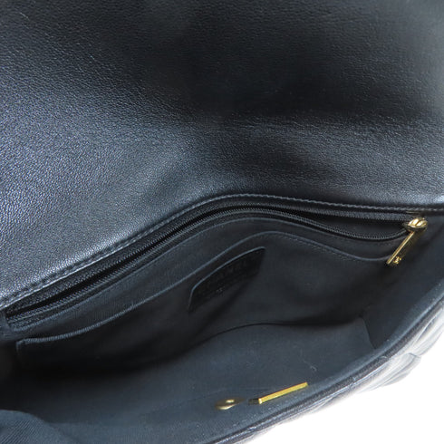 CHANEL Quilted CC GHW 19 Chain Shoulder Bag Lambskin Leather Black