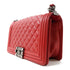 CHANEL Quilted CC Boy 25cm Chain Shoulder Bag Calfskin Leather Red