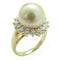 FINE JEWELRY 11.5mm Pearl Diamond Ring 18K Yellow Gold US#6.25