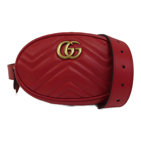 GUCCI GG GHW GG Marmont Belt Bag 476434 Calfskin Leather Red