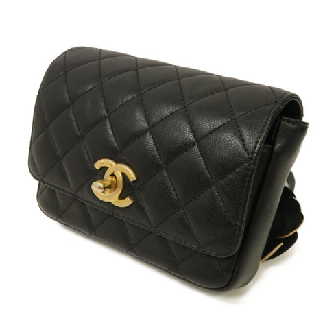 CHANEL Quilted CC GHW Waist Bag 91827 Calfskin Leather Black
