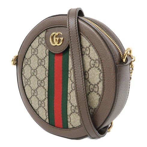 GUCCI GG GHW Ophidia GG Chain Shoulder Bag 550618 Coated Canvas Brown