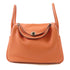 HERMES PHW Lindy 30 Shoulder Bag Clemence Leather Orange Flamingo