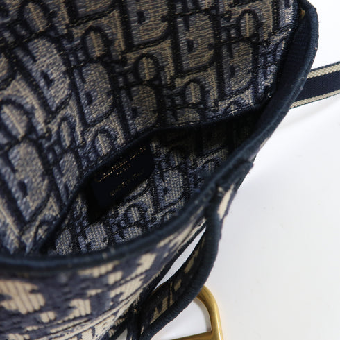 Christian Dior CD GHW Saddle Oblique Waist Bag Canvas Blue
