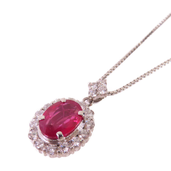 FINE JEWELRY 2.22ct Ruby 0.87ct Diamond Necklace PT850 Platinum