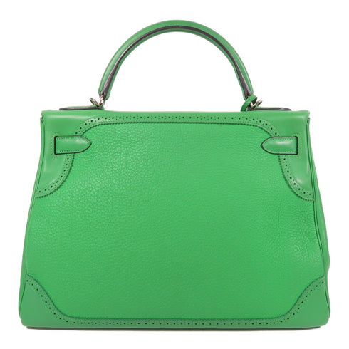 HERMES PHW Kelly 32 Ghillies 2 Way Bag Swift Leather/Clemence Leather Bambou