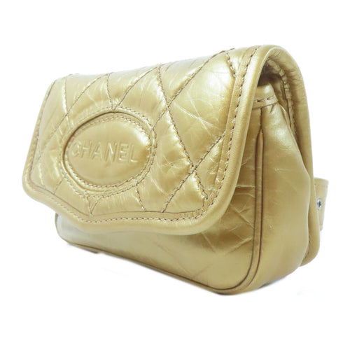 CHANEL Quilted CC SHW Waist Bag 31399 Calfskin Leather Gold