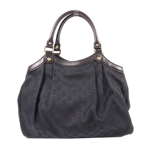 GUCCI GG GHW Shoulder Bag 211904 Canvas Black