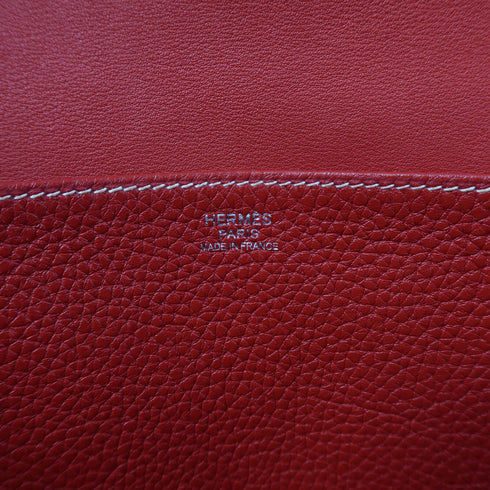 HERMES PHW Halzan 31 2 Way Shoulder Bag Taurillon Clemence Rouge Casaque Red