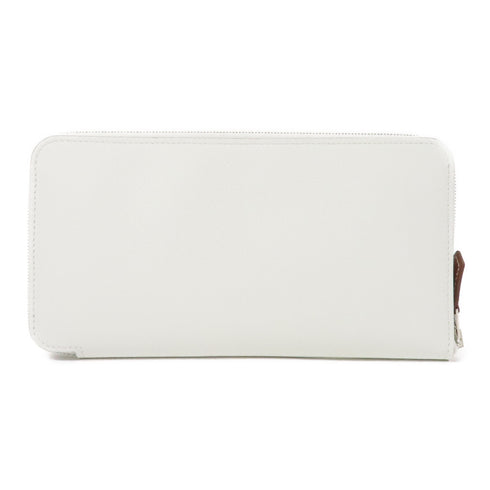 HERMES PHW Silk In Classic Long Wallet Evercolor Leather White